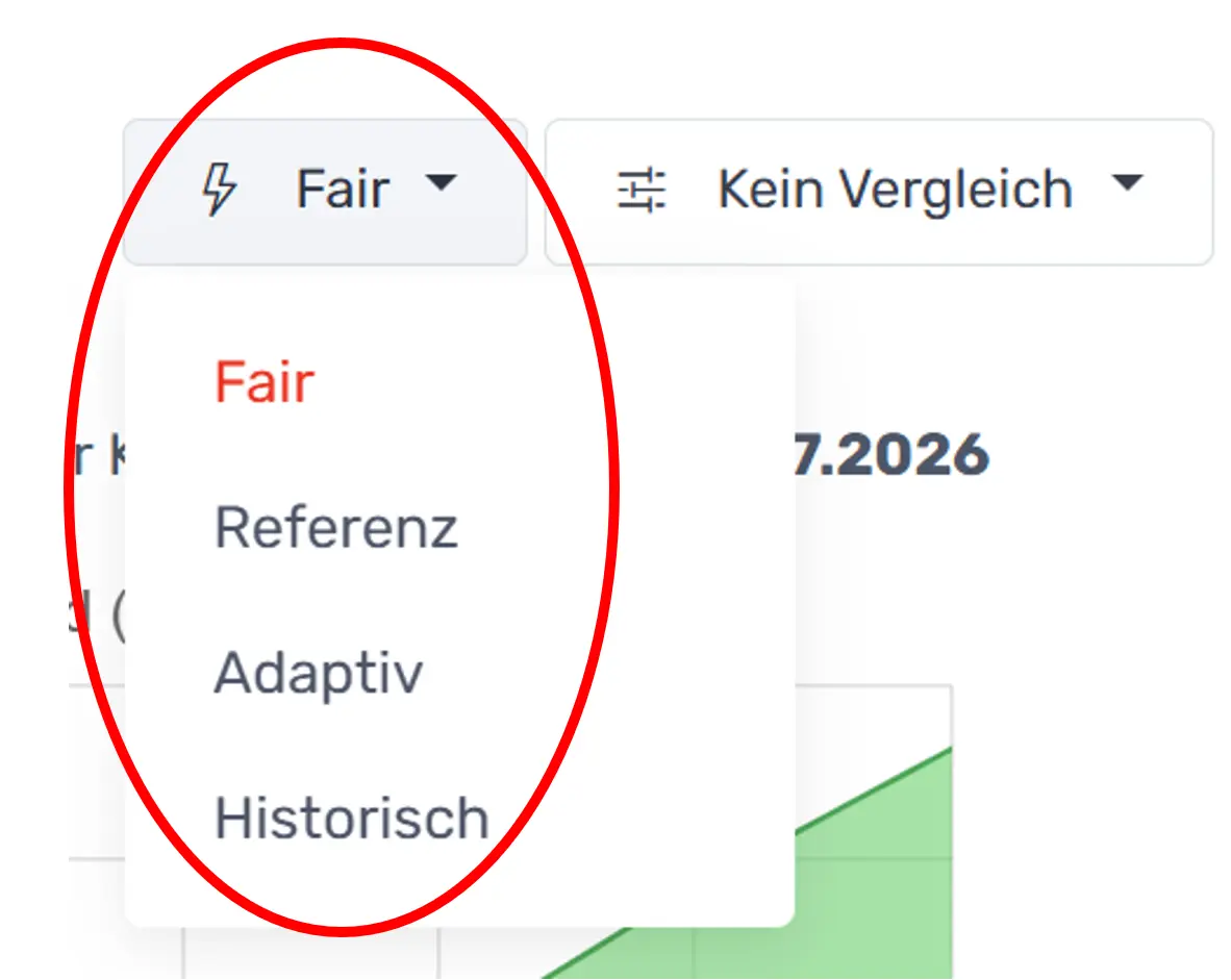 Dropdown-Feld zur Auswahl der Berechnungsart